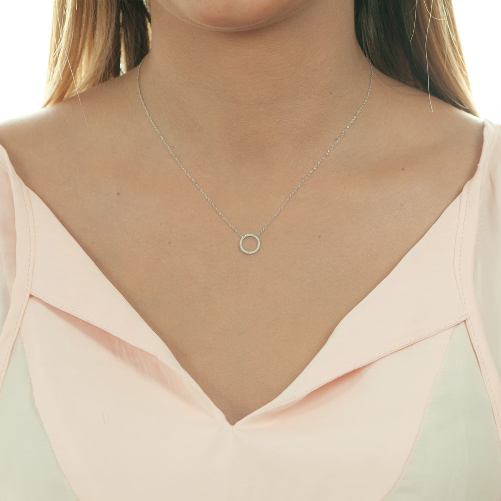 Halskette Circle mit Diamanten, 18 Karat Wei�gold 
