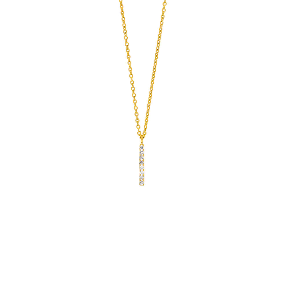 Halskette Small Bar, Diamant, 14 Karat Gelbgold 
