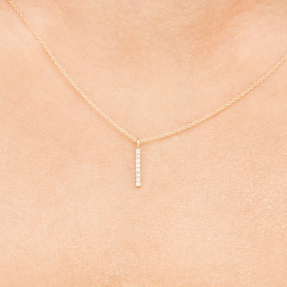 Halskette Small Bar, Diamant, 14 Karat Gelbgold 