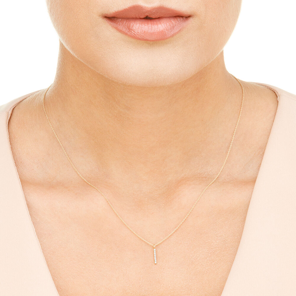 Halskette Small Bar, Diamant, 14 Karat Gelbgold 