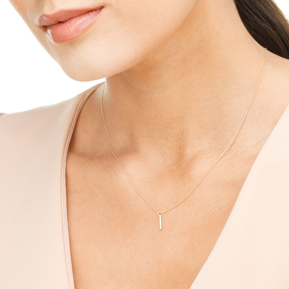 Halskette Small Bar, Diamant, 14 Karat Gelbgold 