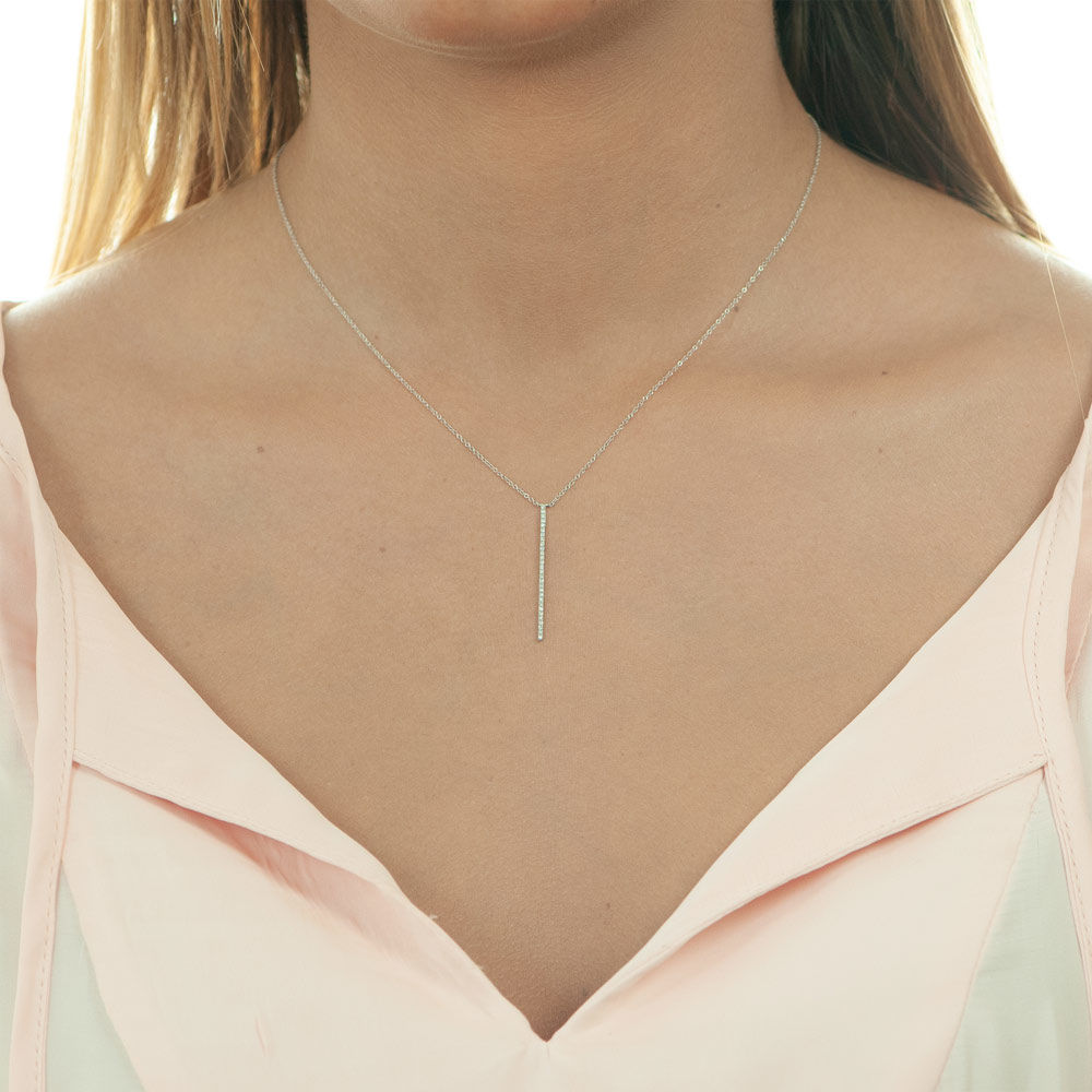 Halskette Bar Diamanten, 18 Karat Wei�gold 