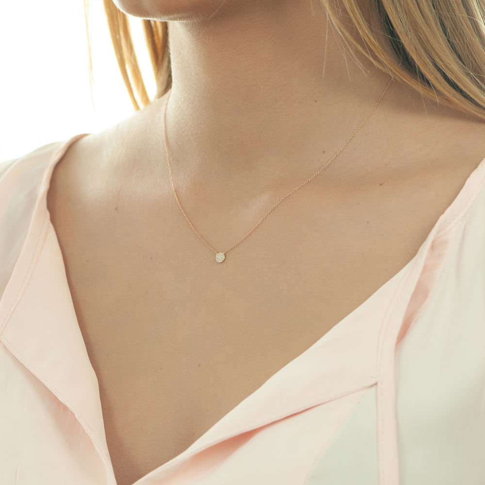 Halskette Pav� mit Diamanten, 18 Karat Rosegold 