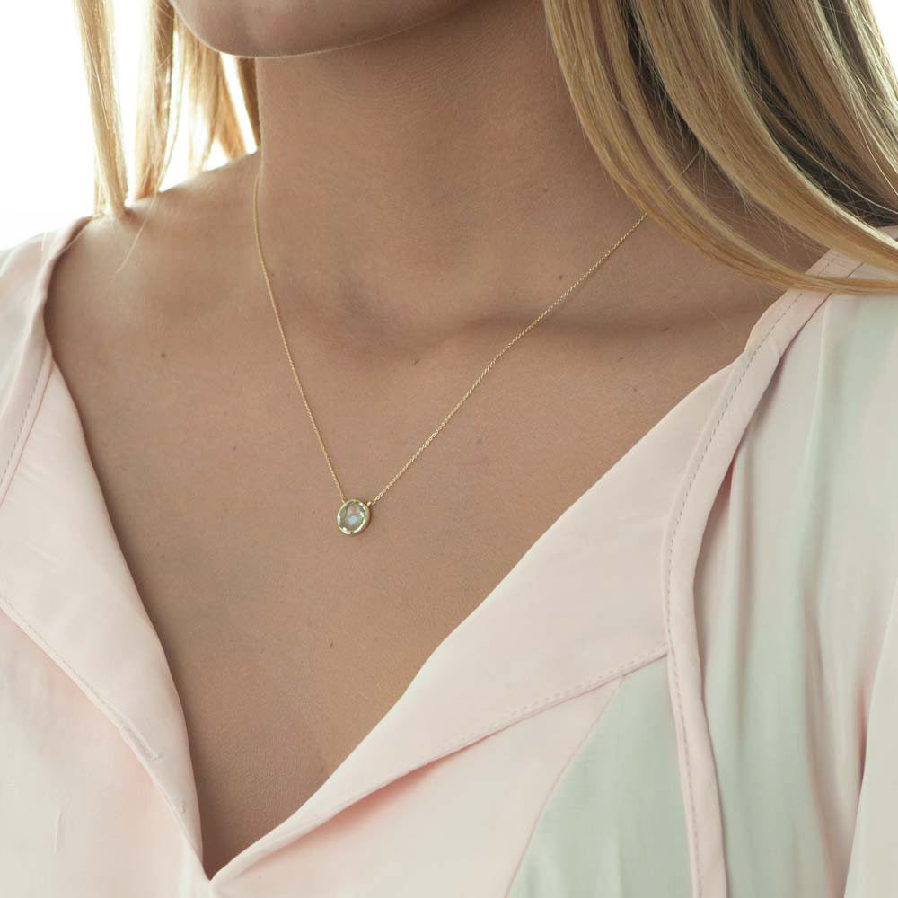 Halskette Gr�ner Amethyst, 14 Karat Gelbgold 