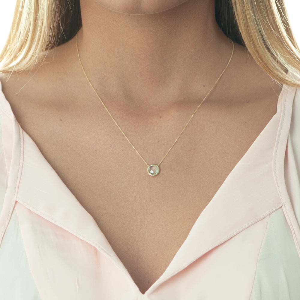 Halskette Gr�ner Amethyst, 14 Karat Gelbgold 