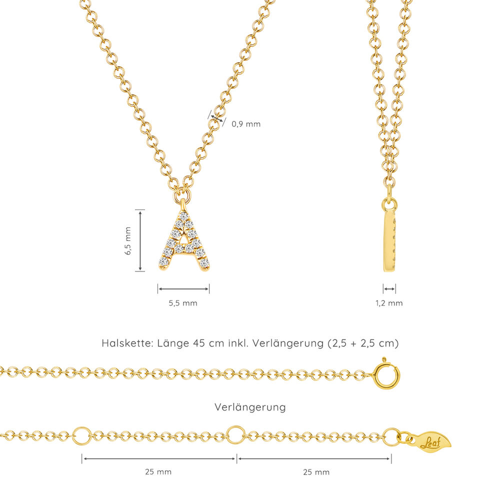 Buchstabenketten, 14 Karat Gelbgold mit Diamanten 