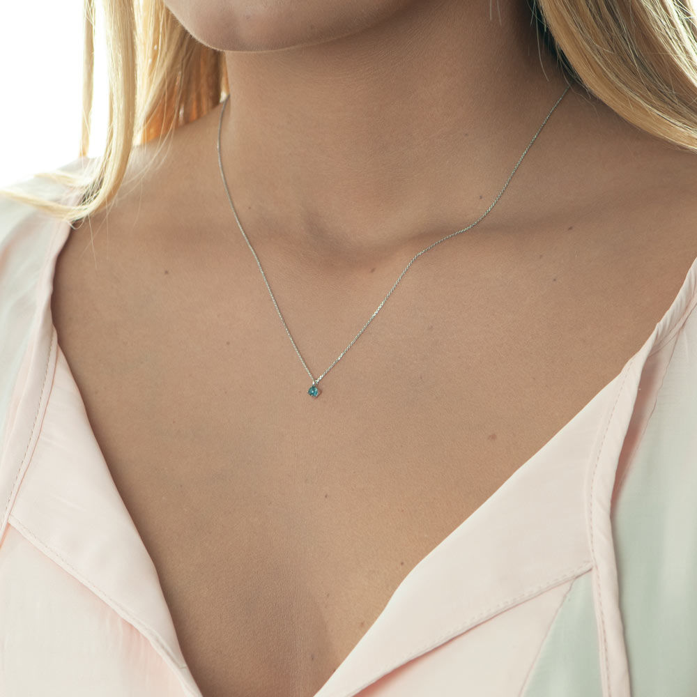 Halskette Cabochon, Blauer Topas, 14 Karat Wei�gold 