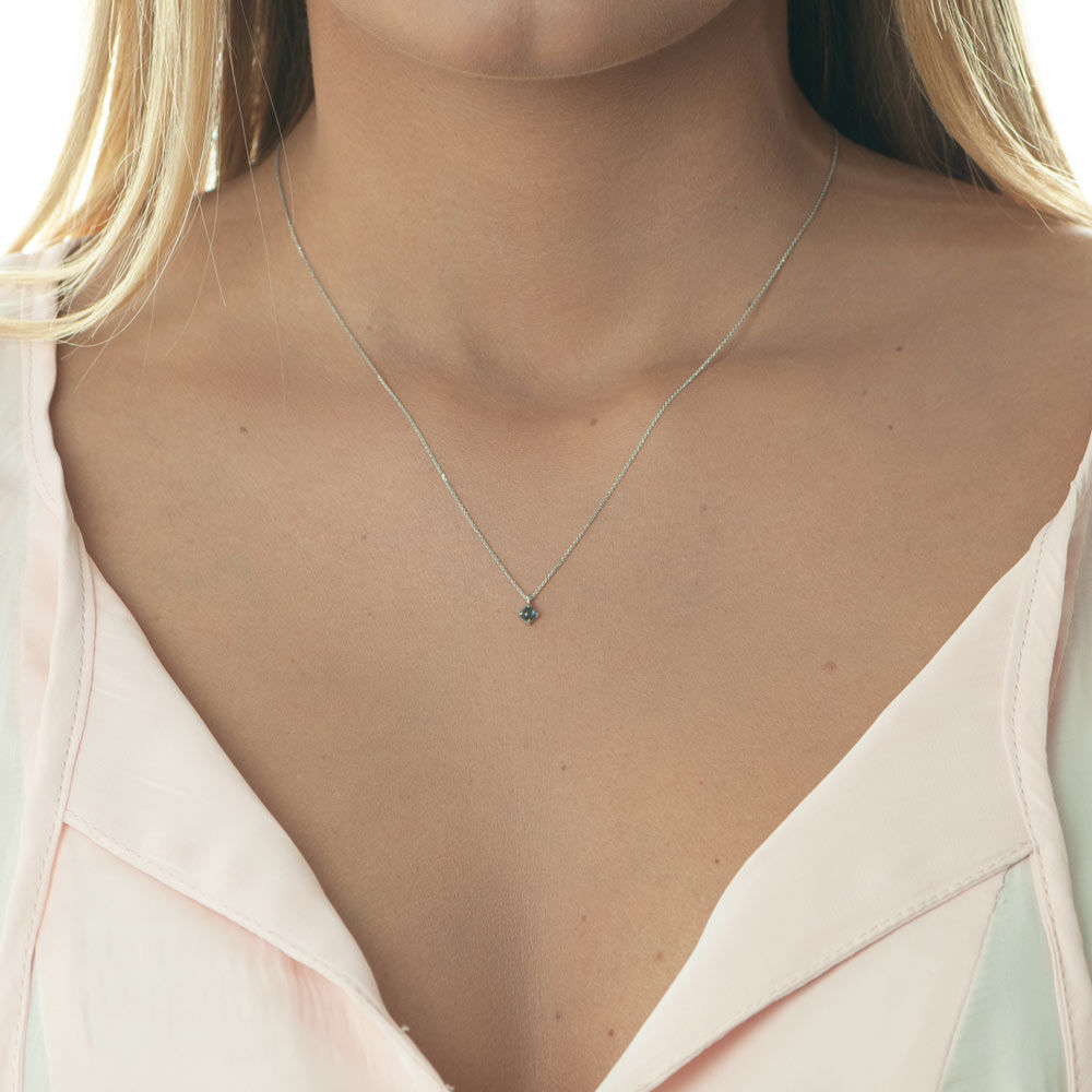 Halskette Cabochon, Blauer Topas, 14 Karat Wei�gold 
