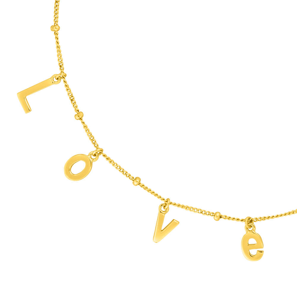 Fu�kette L O V E, 18 K Gelbgold vergoldet 