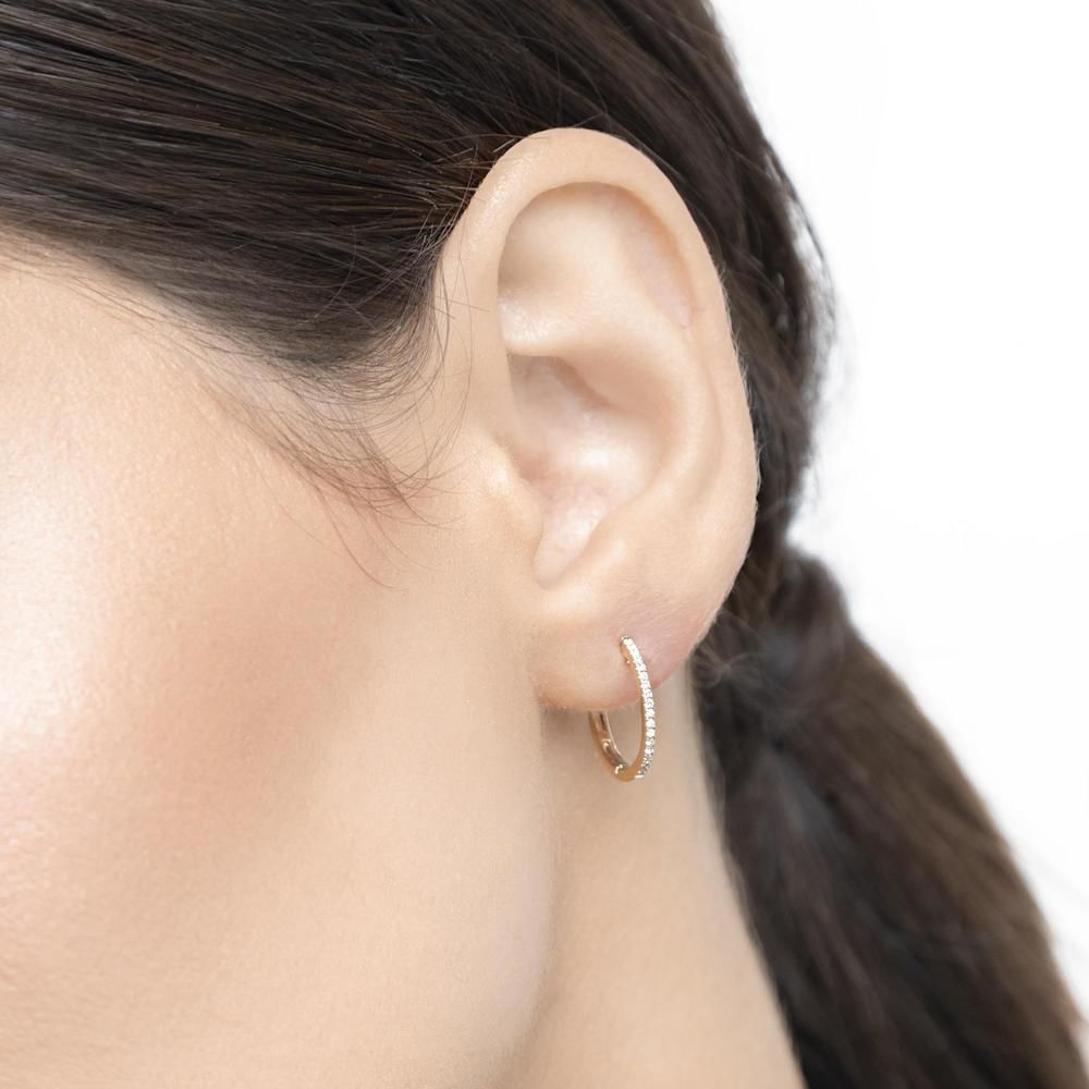 Creole Circle S mit Diamanten, 15mm, 18 Karat Gelbgold 