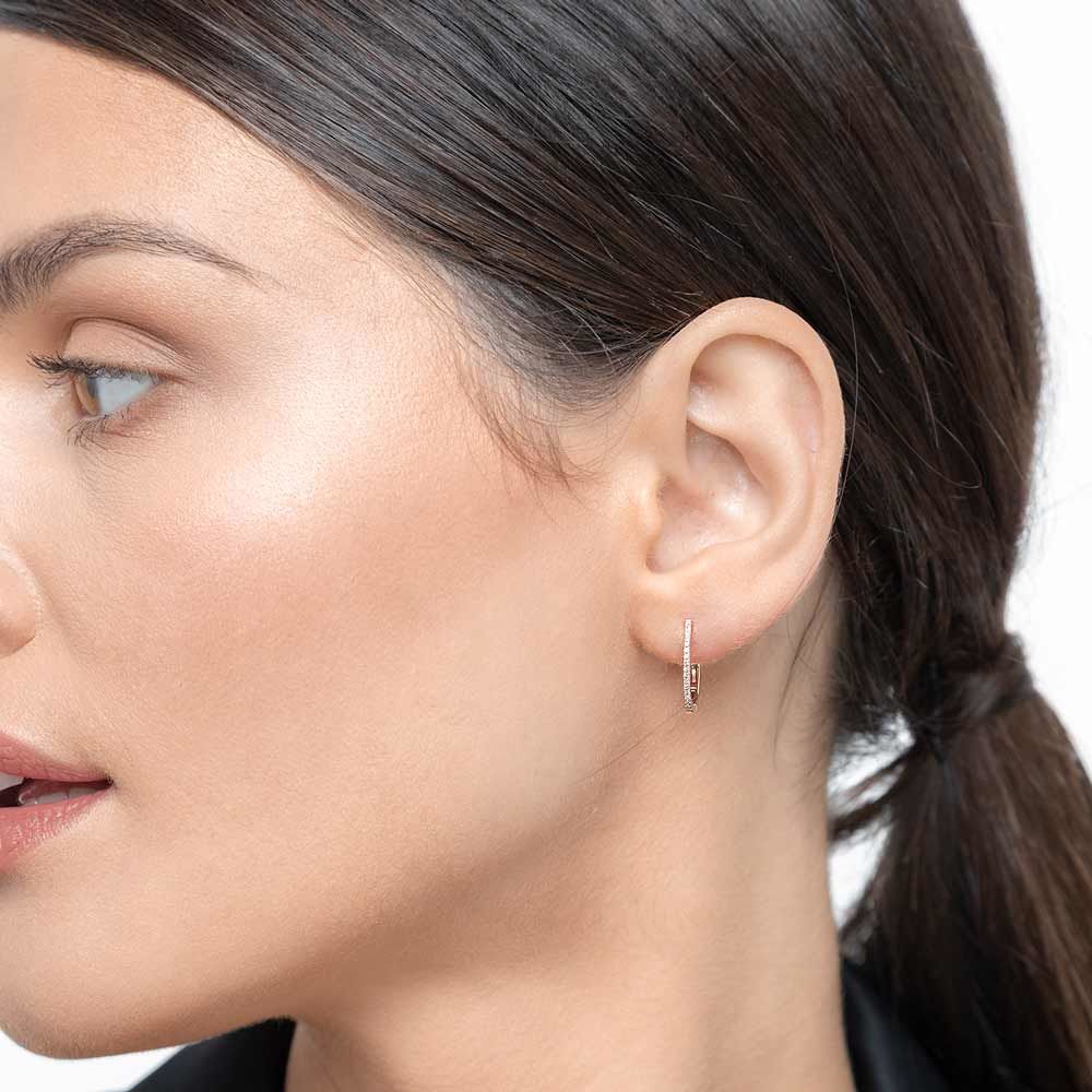 Creole Oval S mit Diamanten, 18 Karat Rosegold 