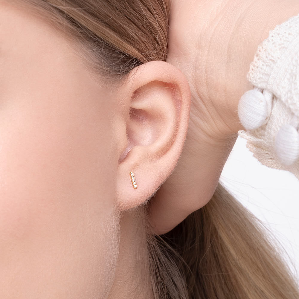 Ohrstecker Bar mit Diamanten, 18 Karat Gelbgold 