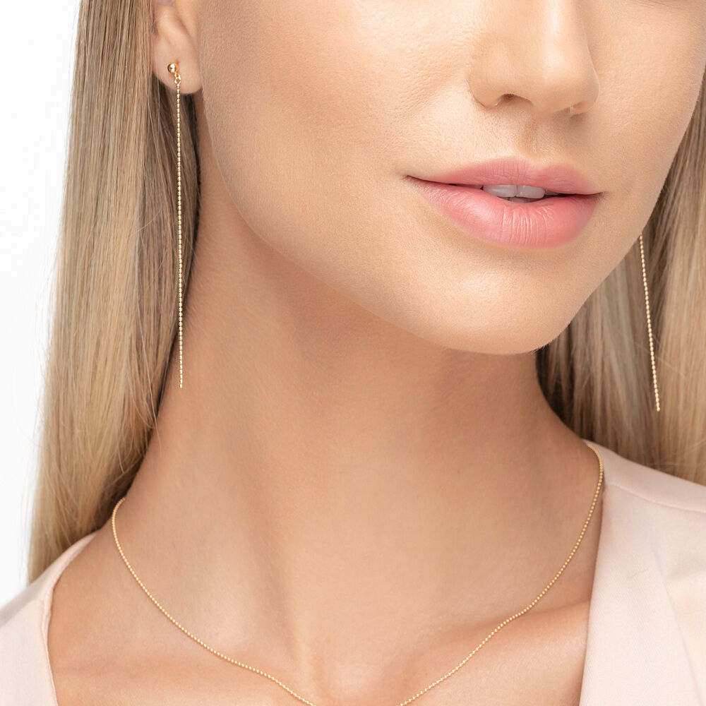 Ohrringe Ball Chain, 14 Karat Gelbgold 