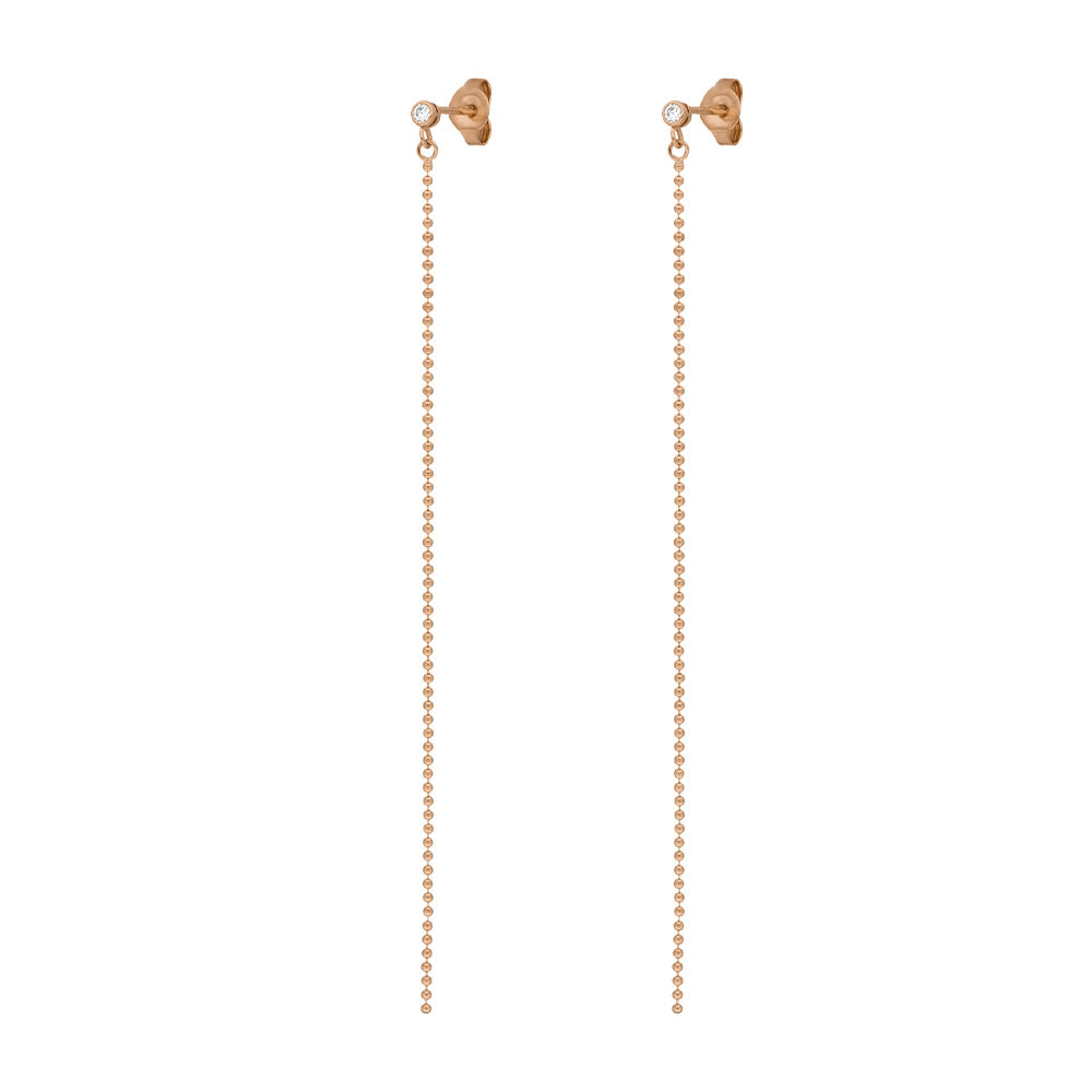 Ohrstecker MY FIRST DIAMOND, ball chain, 14 Karat Rosegold 