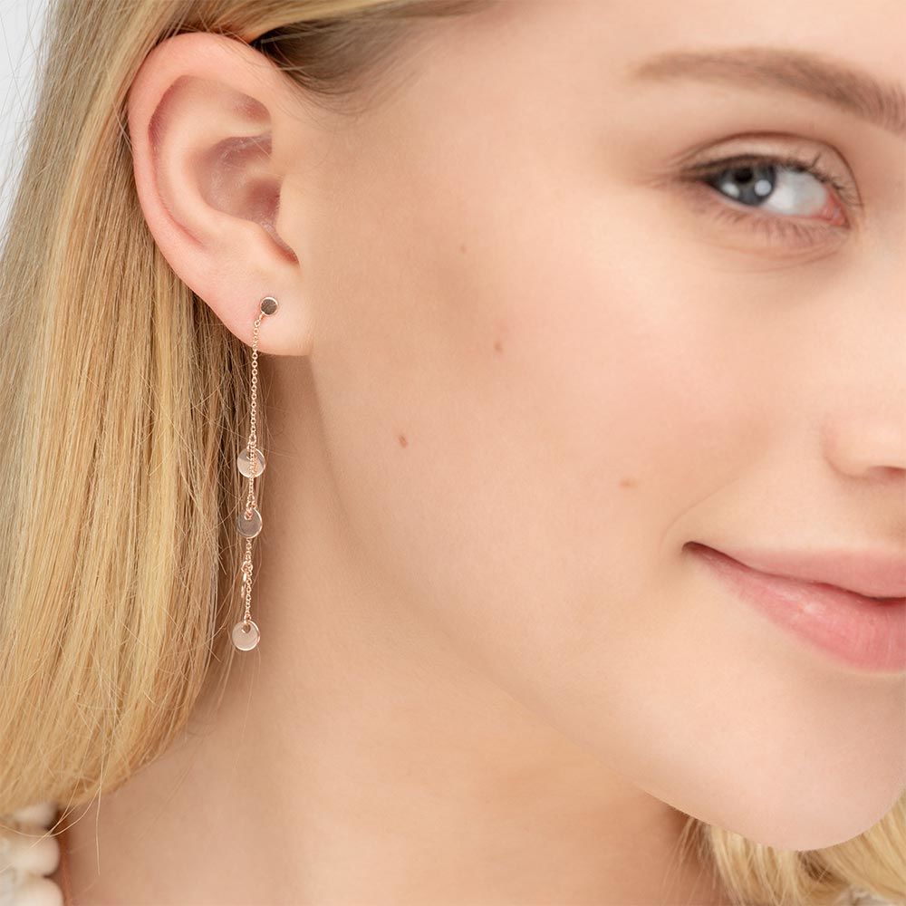 Ohrringe Platelet Kette, 14 Karat Rosegold 
