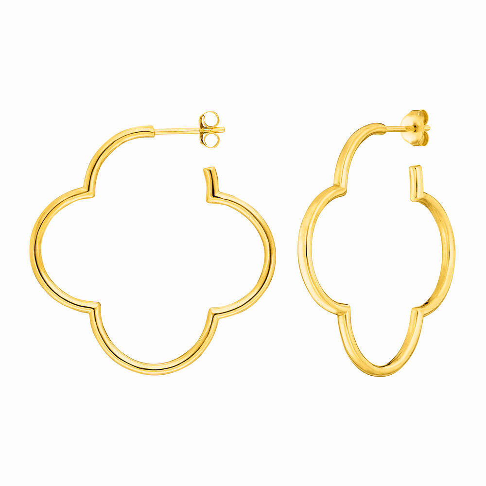 Creole Kleeblatt, 40mm, 14 Karat Gelbgold 