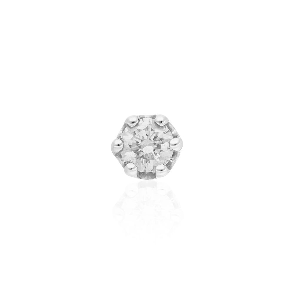 Single Piercing mit Diamant, Krabbenfassung, 14 Karat Wei�gold 