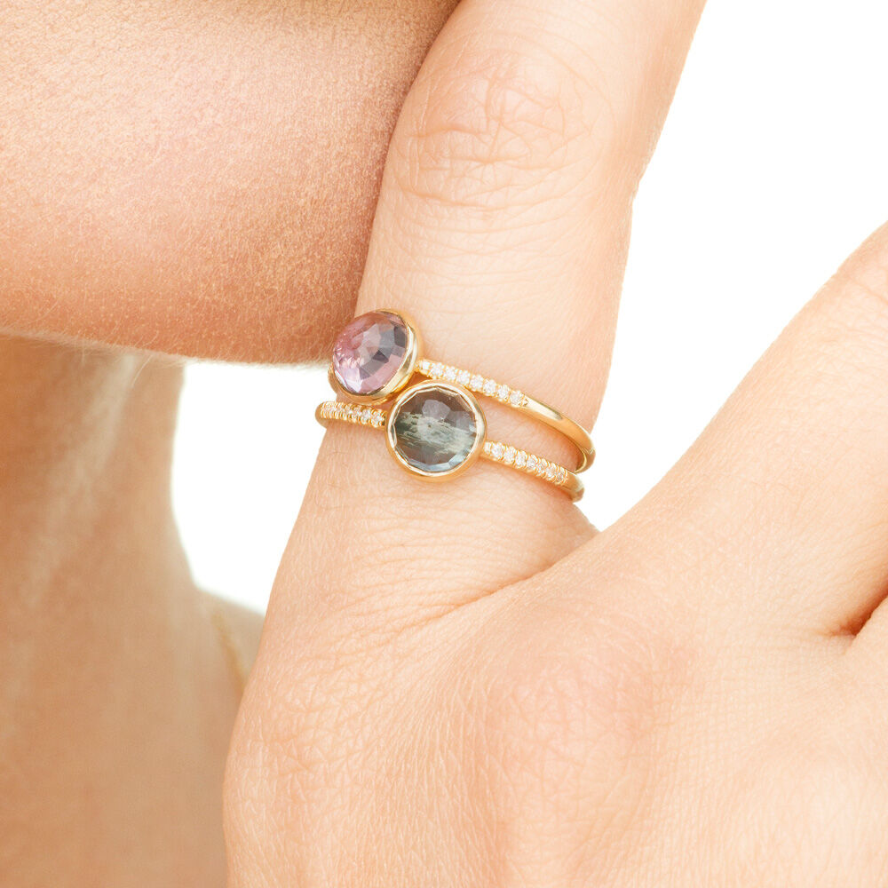 Ring Amethyst mit Diamanten, 14 Karat Gelbgold 