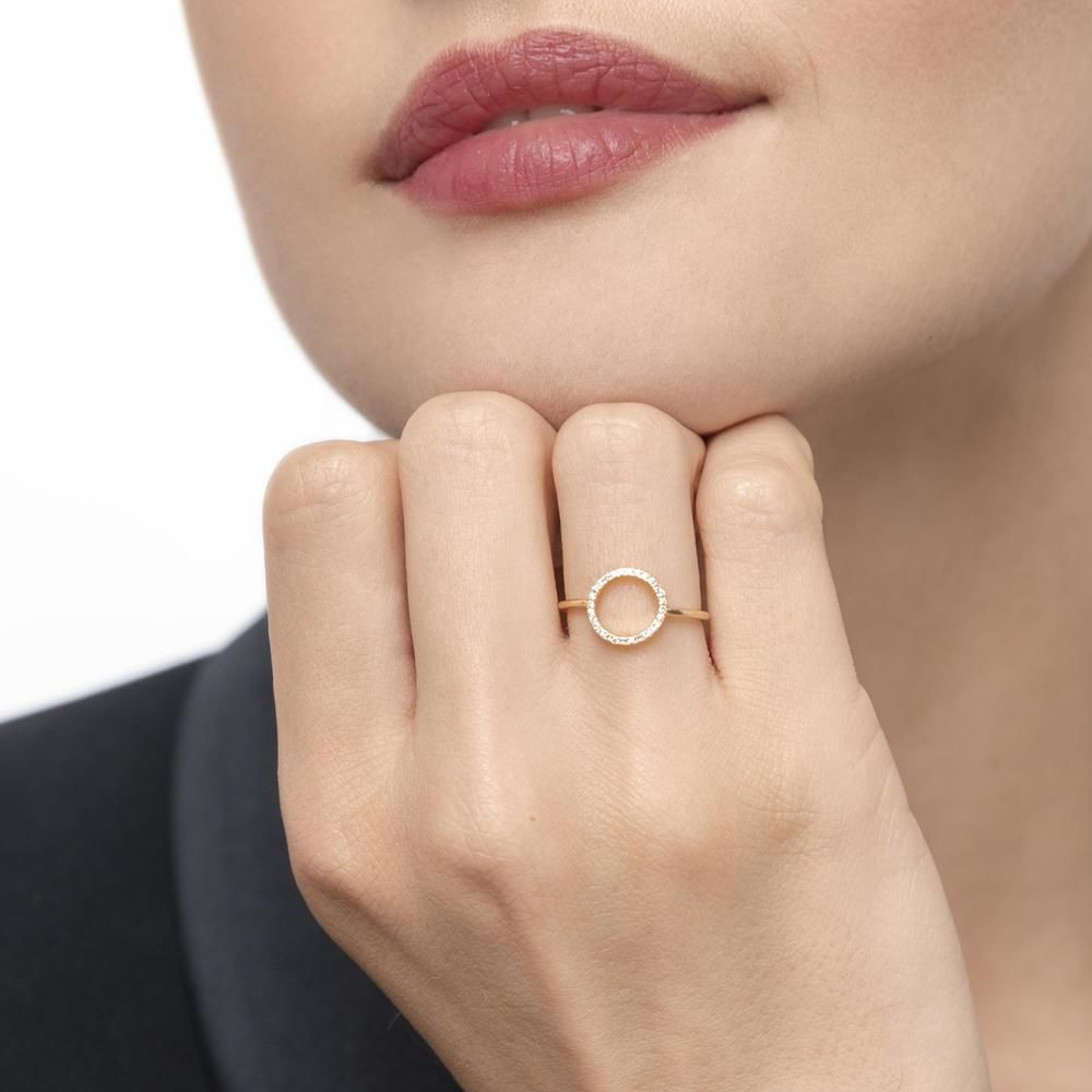 Ring Circle mit Diamanten, 18 Karat Gelbgold 