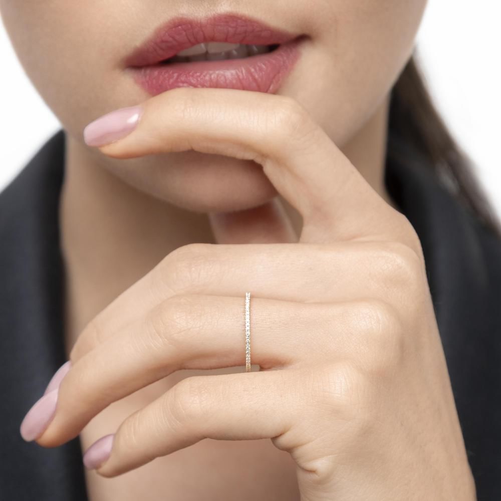 Memoryring mit Diamanten, 18 Karat Gelbgold 