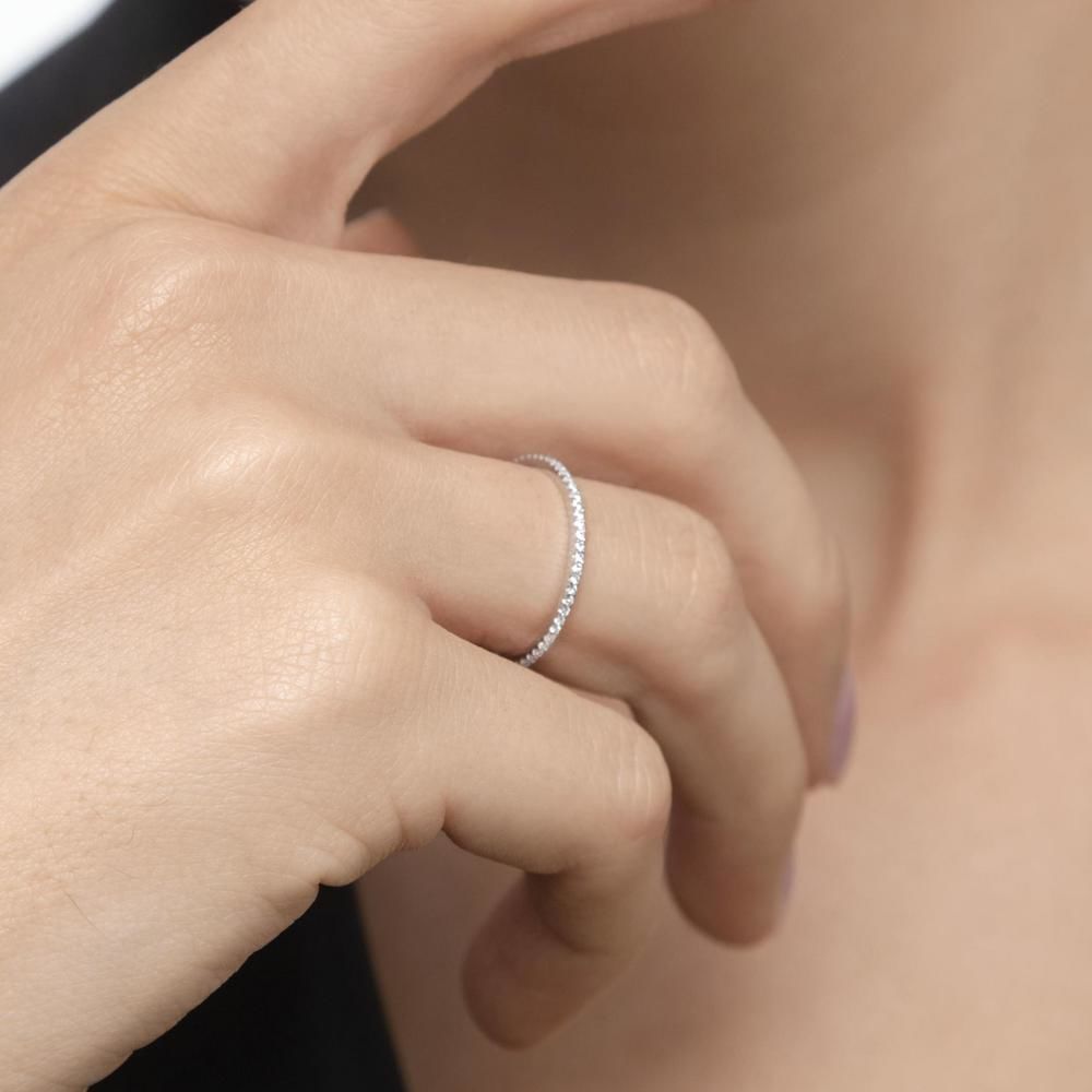 Memoryring mit Diamanten, 18 Karat Wei�gold 