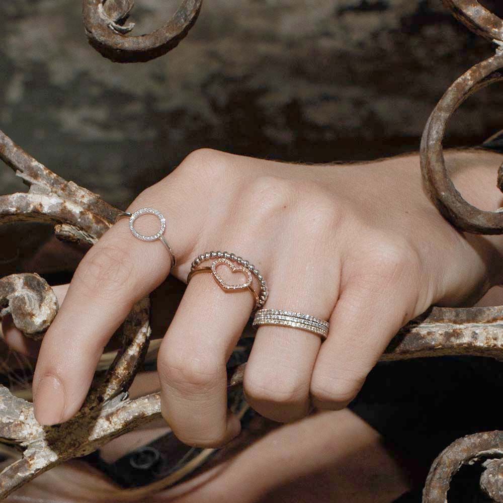 Ring Herz mit Diamanten, 18 Karat Gelbgold 