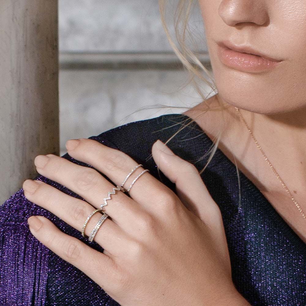 Ring Double mit Diamanten, 18 Karat Wei�gold 