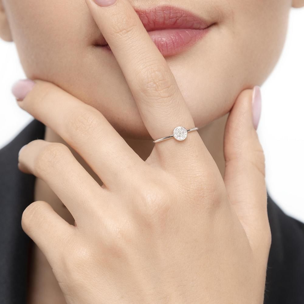 Ring Pave mit Diamanten, 18 Karat Wei�gold 