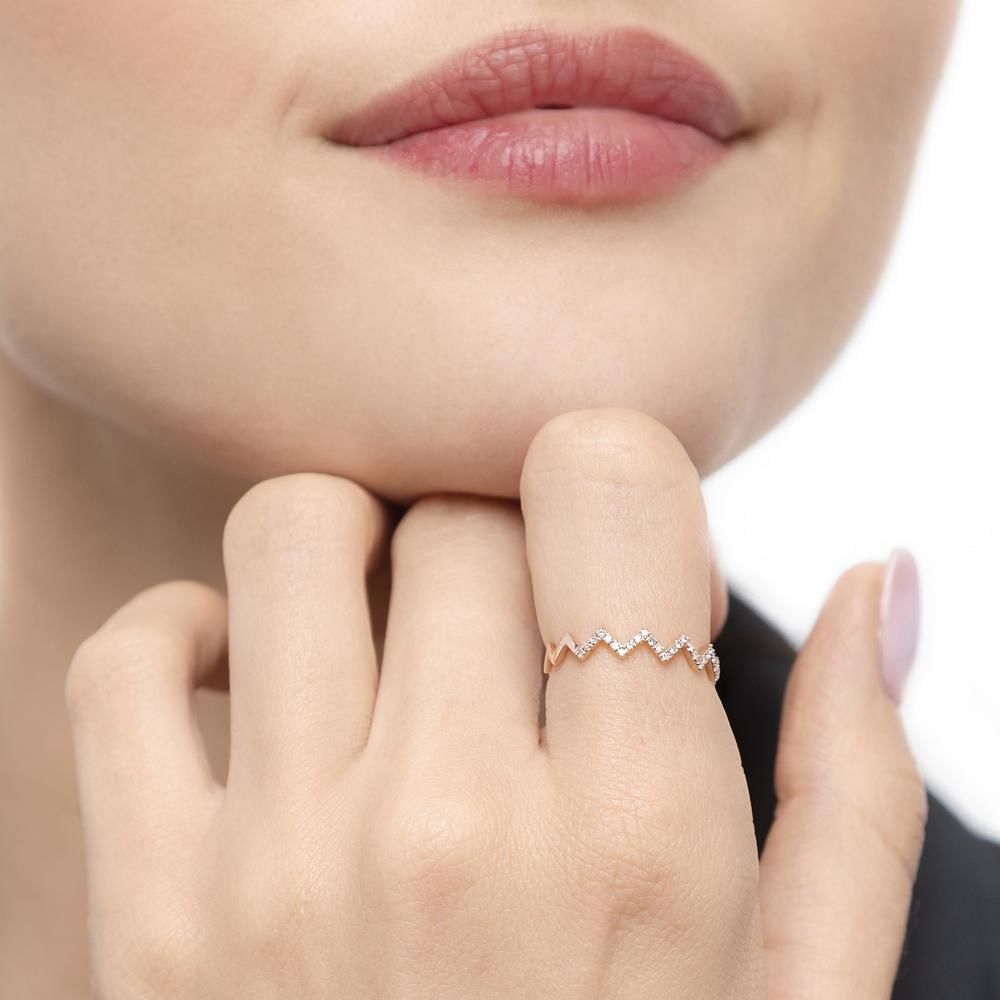 Ring Flash mit Diamanten, 18 Karat Rosegold 