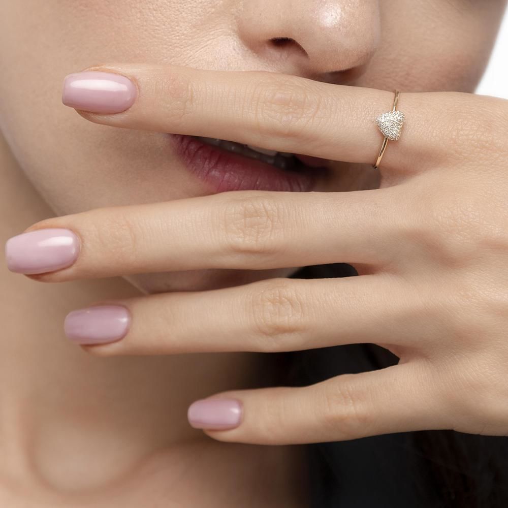 Ring Herz Full mit Diamanten, 18 Karat Gelbgold 
