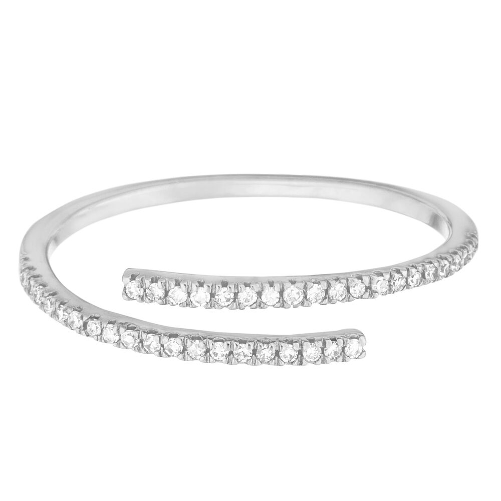 Ring Open mit Diamanten, 18 Karat Wei�gold, Gr.54 