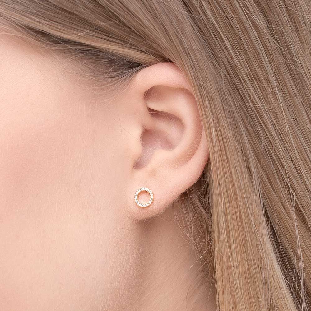 Ohrstecker Circle mit Diamanten, 18 Karat Gelbgold 