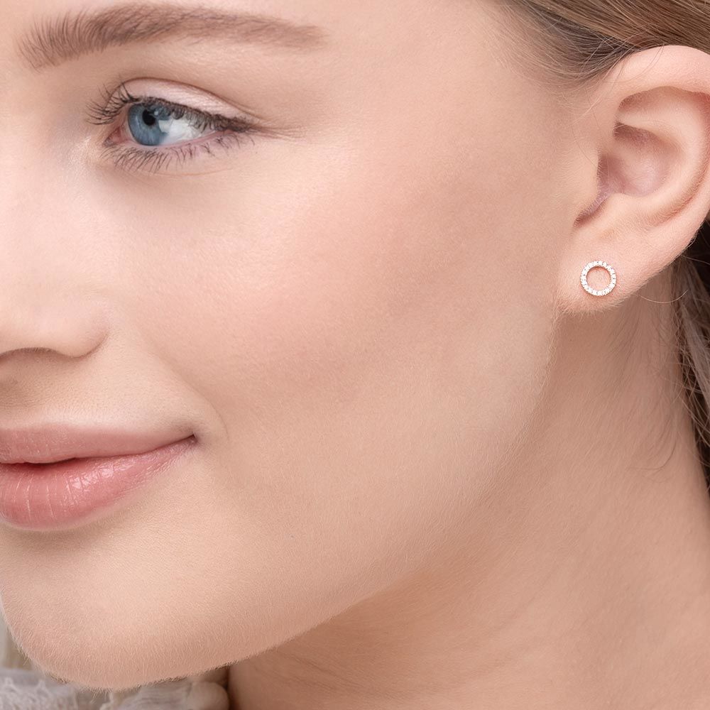 Ohrstecker Circle mit Diamanten, 18 Karat Rosegold 