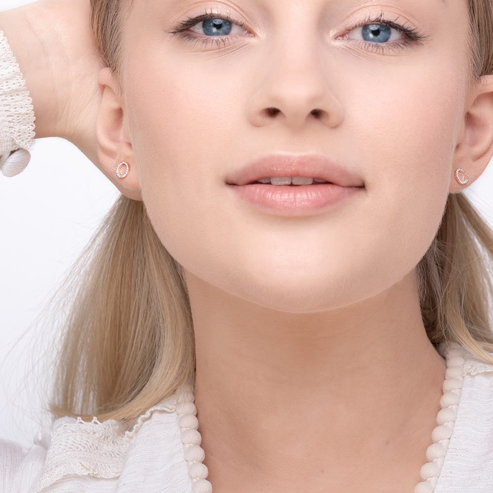 Ohrstecker Circle mit Diamanten, 18 Karat Rosegold 