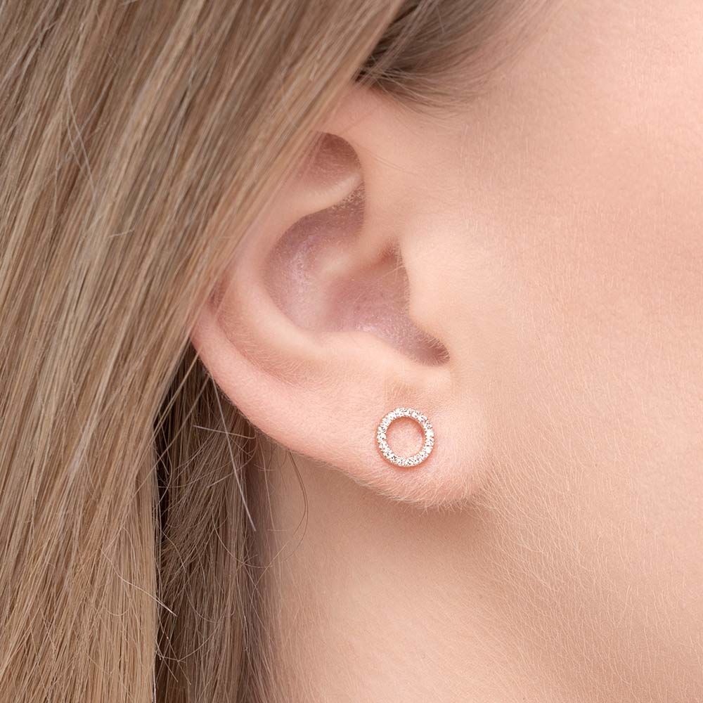 Ohrstecker Circle mit Diamanten, 18 Karat Rosegold 