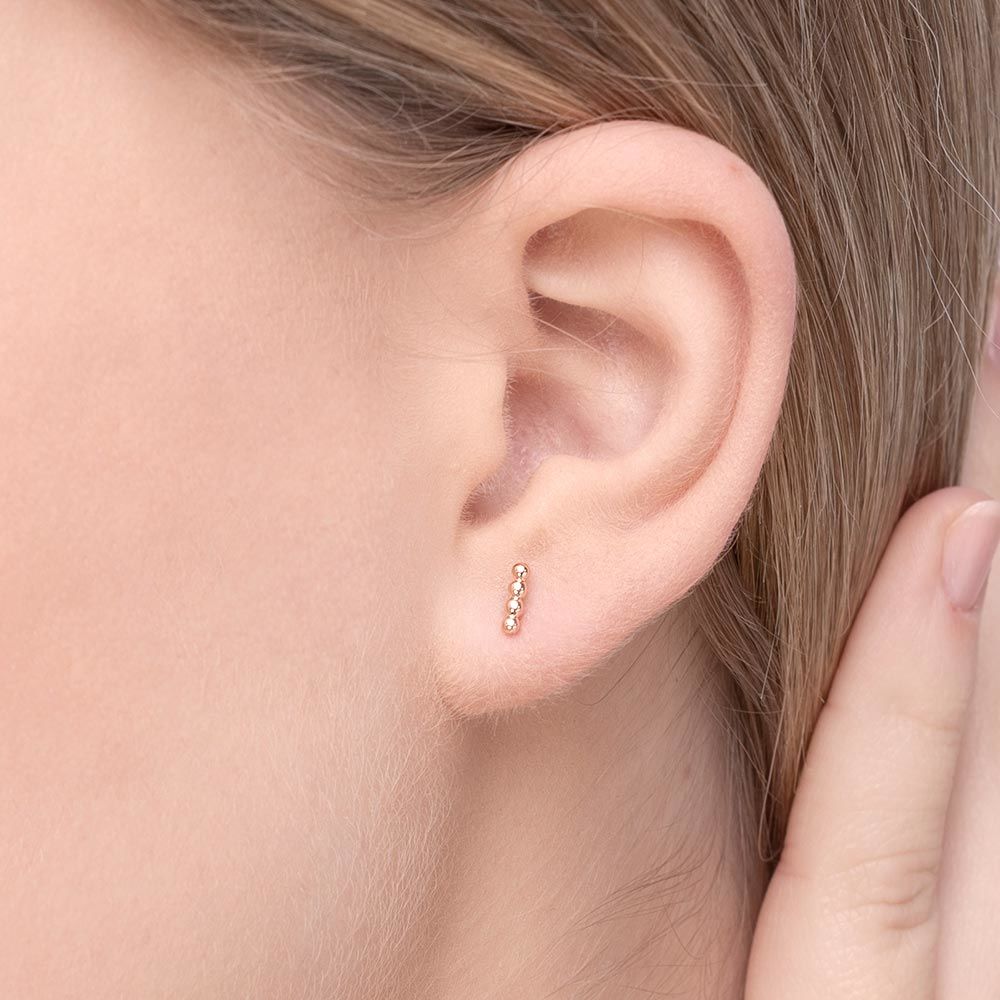 Ohrstecker 4 Kugel, 14 Karat Rosegold 