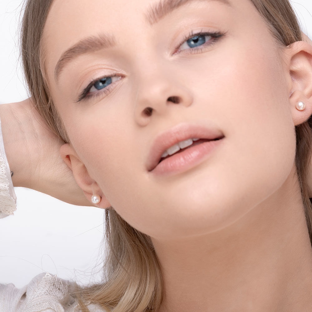 Ohrstecker Perle, 6mm, 14 Karat Rosegold 