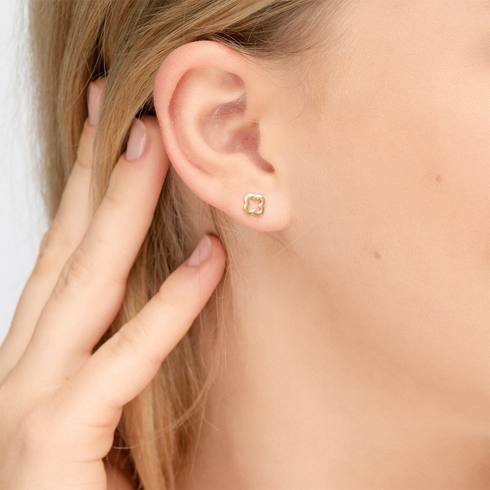 Ohrstecker Clover, 14 Karat Gelbgold 