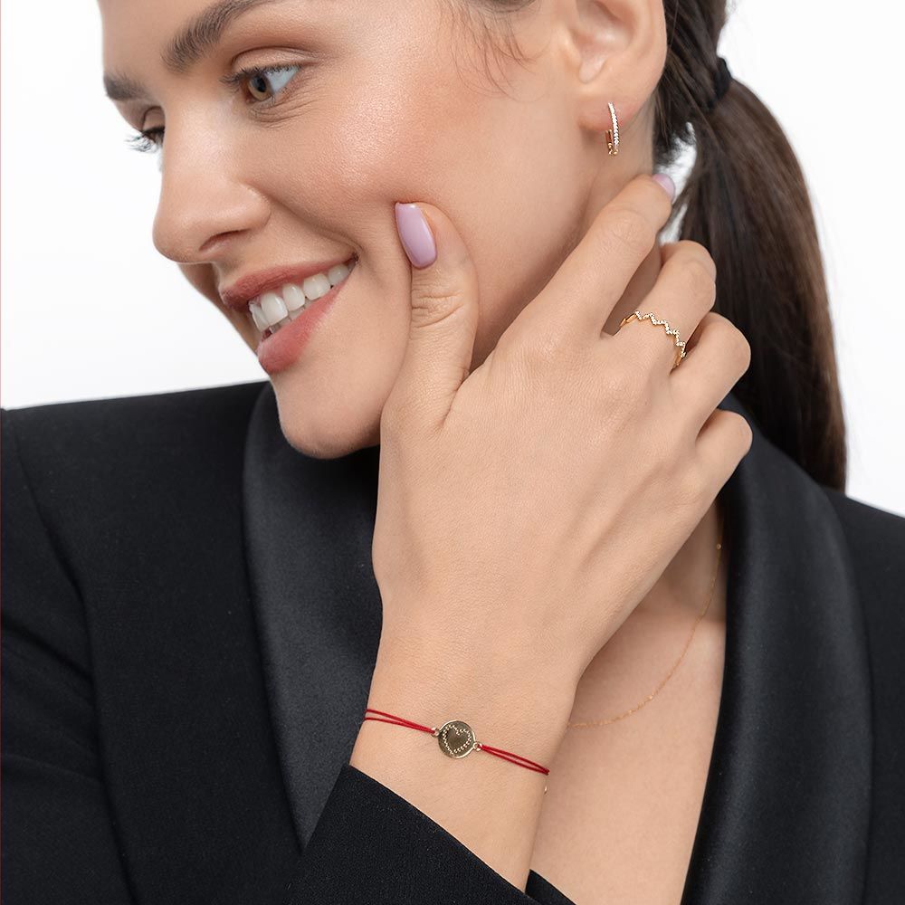 Freundschaftsarmband Disc HEART, 14 Karat Gelbgold 
