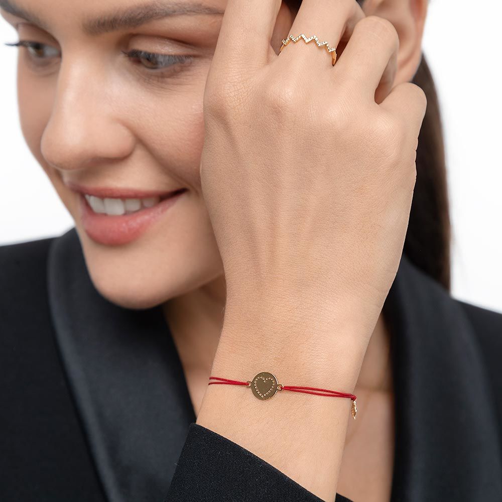 Freundschaftsarmband Disc HEART, 14 Karat Gelbgold 