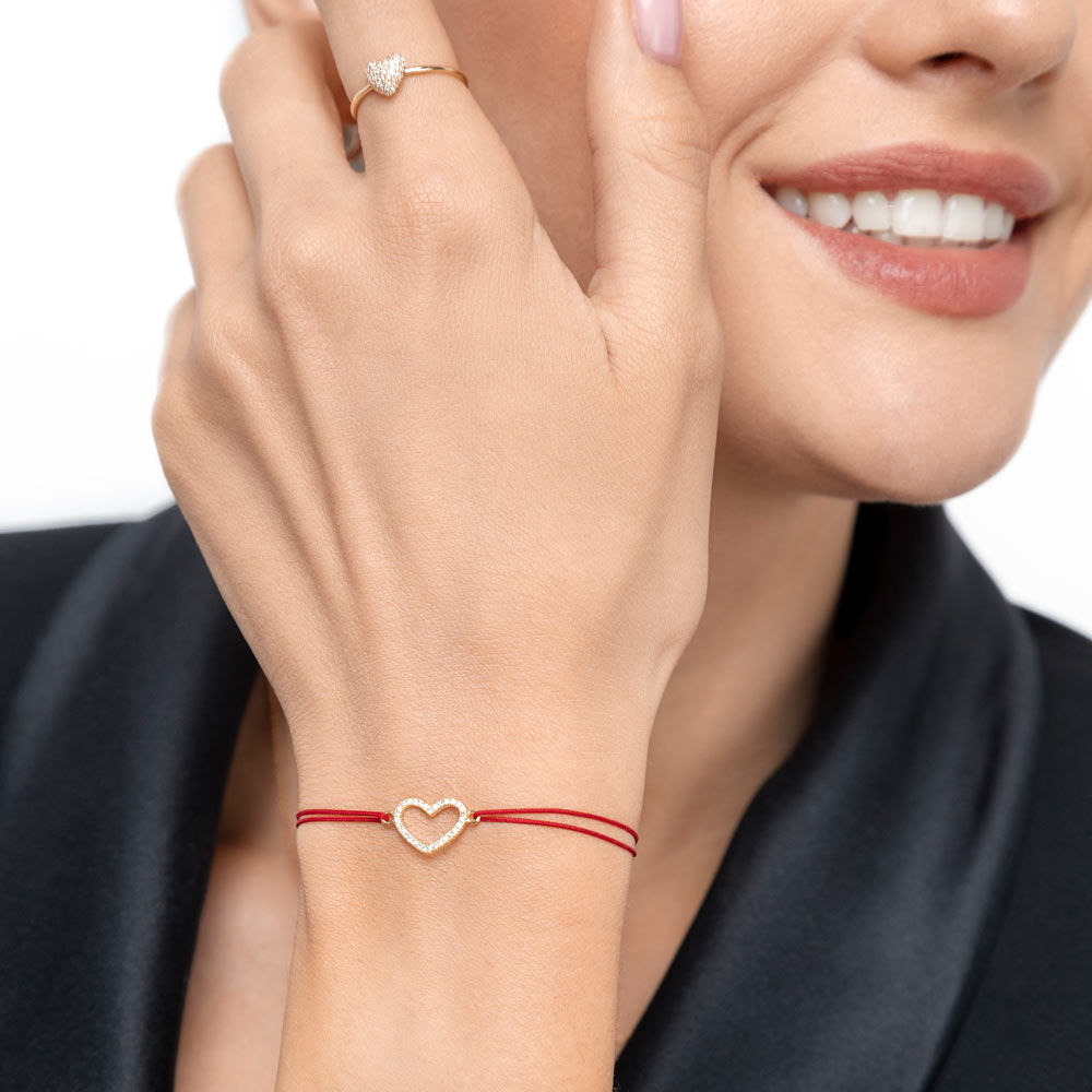 Freundschaftsarmband Herz mit Diamanten, 18 Karat Gelbgold 