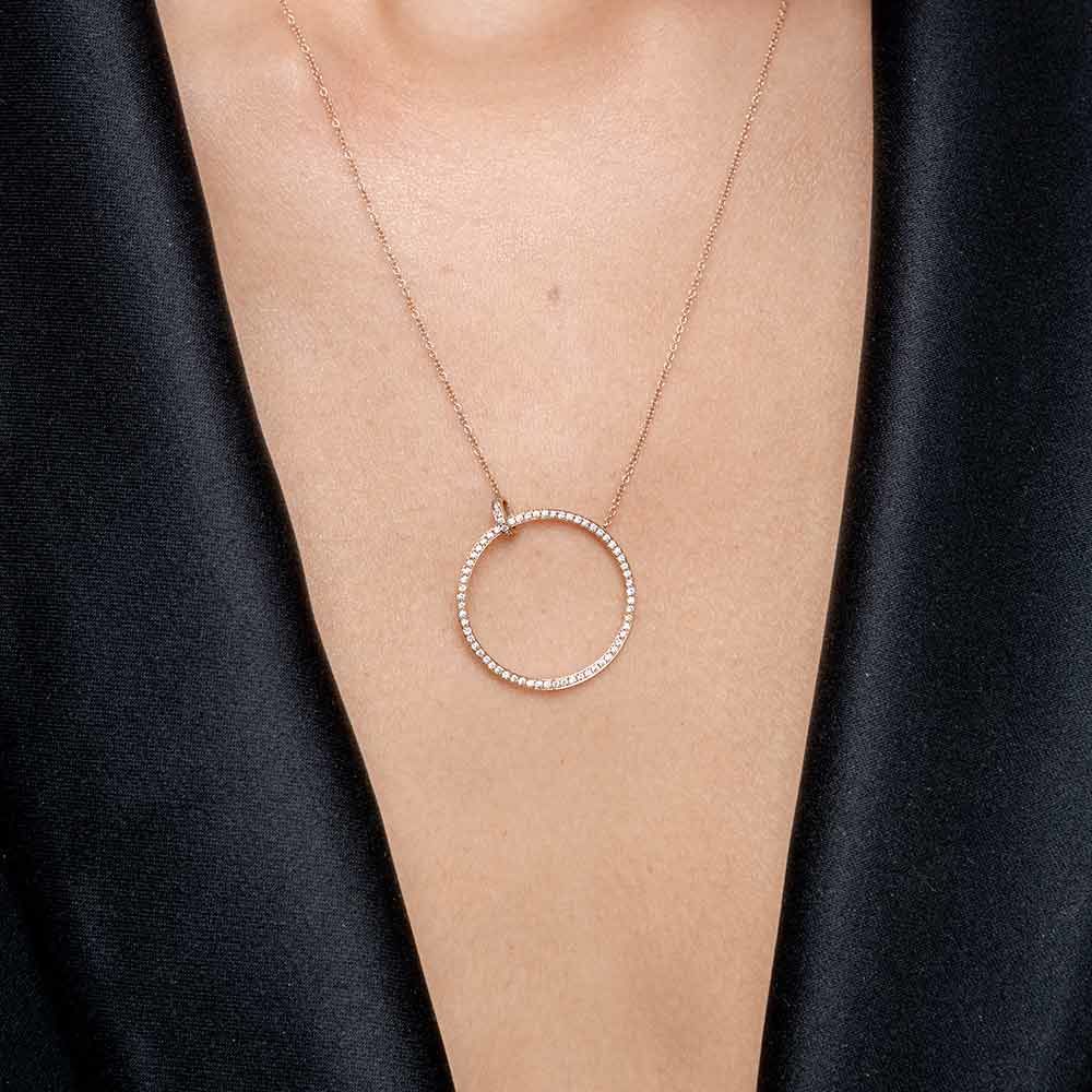 Halskette Circle Gro� mit Diamanten, 18 Karat Rosegold 