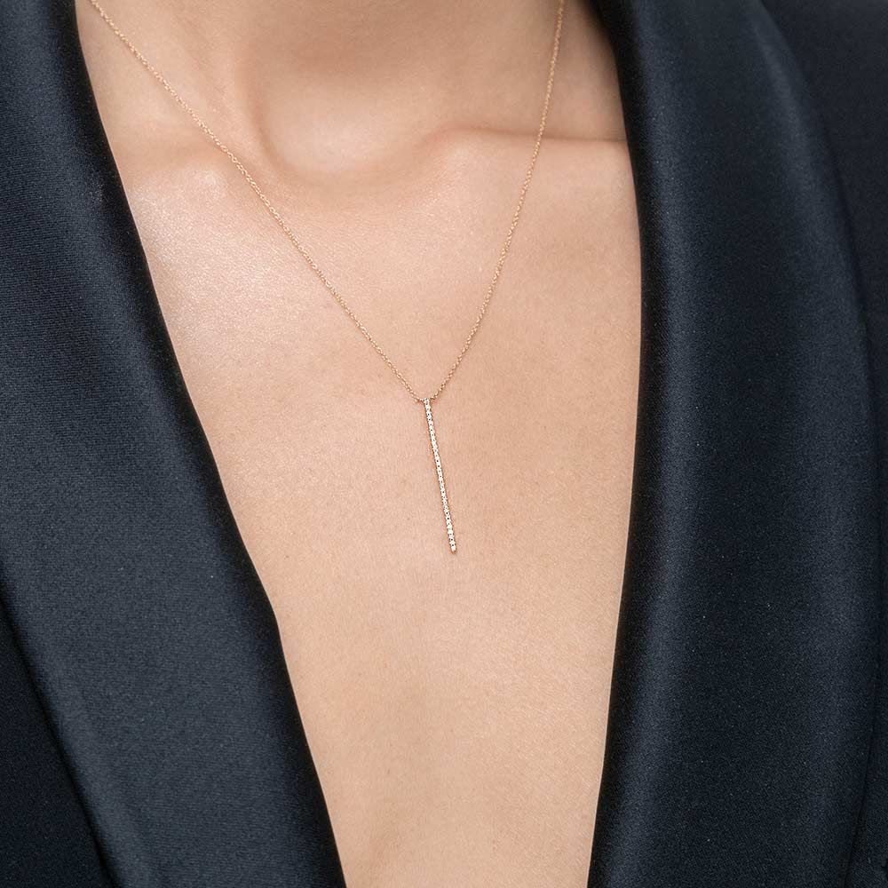 Halskette Bar Diamanten, 18 Karat Gelbgold 