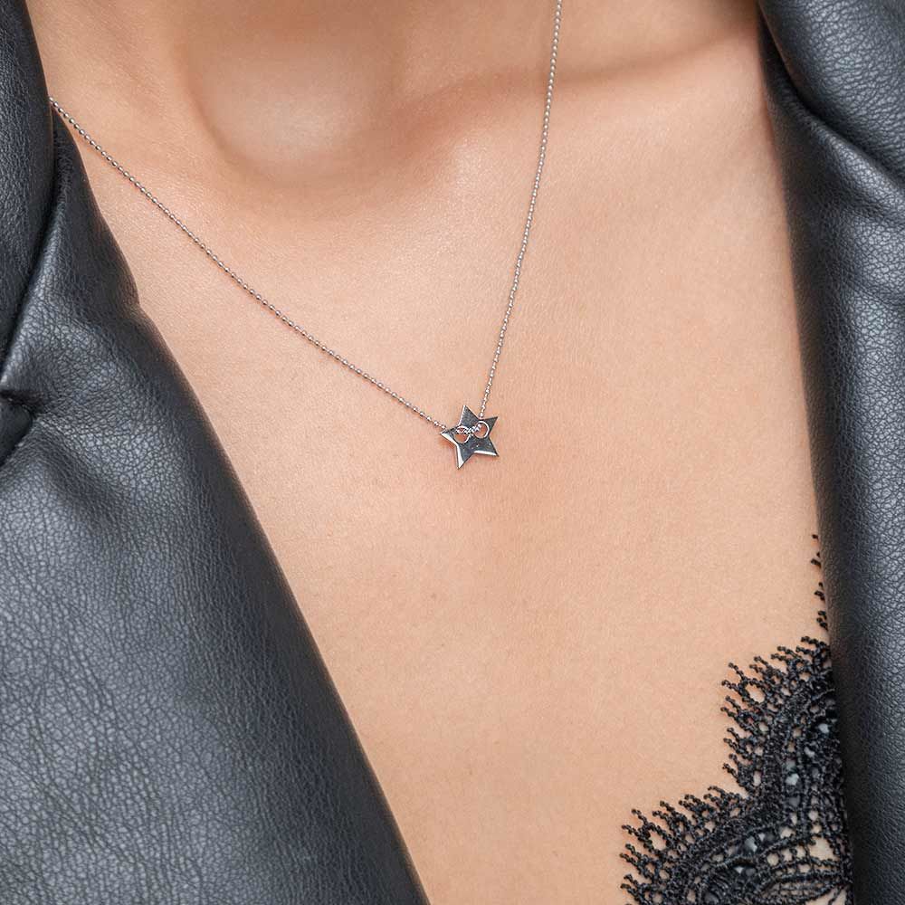 Halskette Star, 14 Karat Wei�gold 