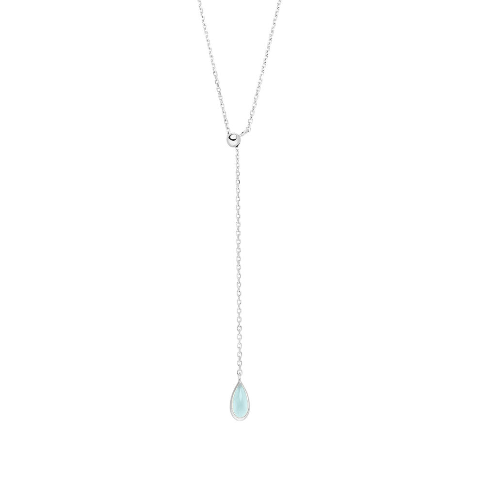Y-Halskette Gem Drop, Aqua Chalzedon, 925 Sterlingsilber 