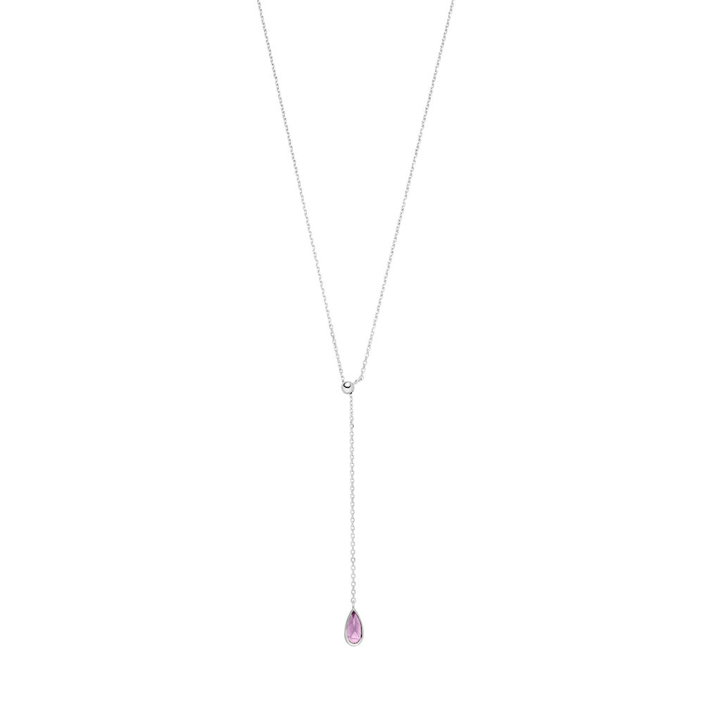 Y-Halskette Gem Drop, Amethyst, 925 Sterlingsilber 