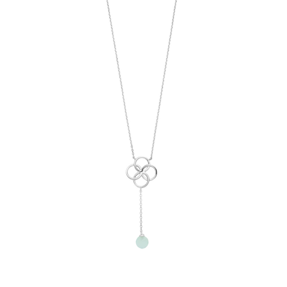 Halskette Clover Charm, Aqua Chalzedon, 925 Sterlingsilber 