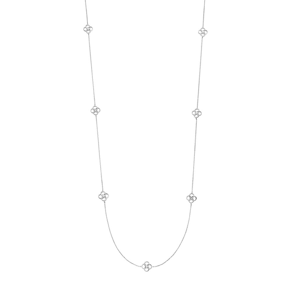 Lange Halskette Clover Charm, 925 Sterlingsilber 