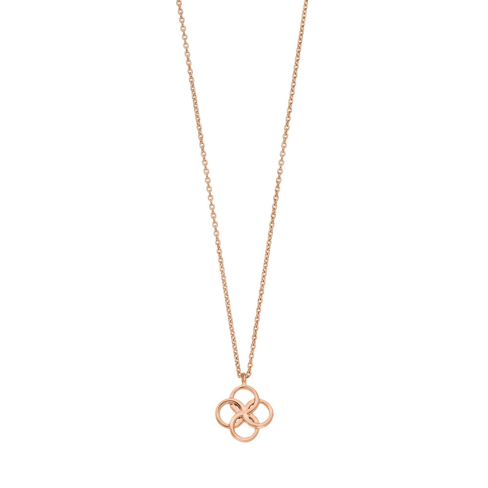 Halskette Clover Charm, 18 Karat Rosegold vergoldet 