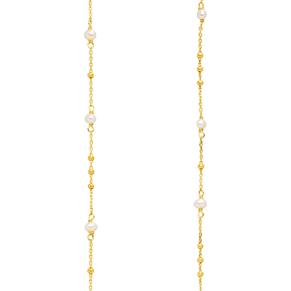 Halskette Flying Pearls, 18 Karat Gelbgold vergoldet 
